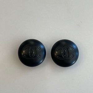 Chanel Black CC Rounded Shank Buttons (set of 2)